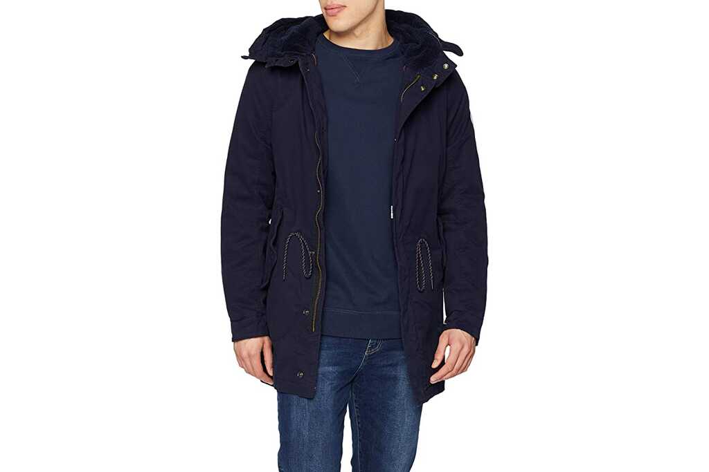 Scotch & Soda Classic Hooded Parka With Check All-over Print And Teddy ...